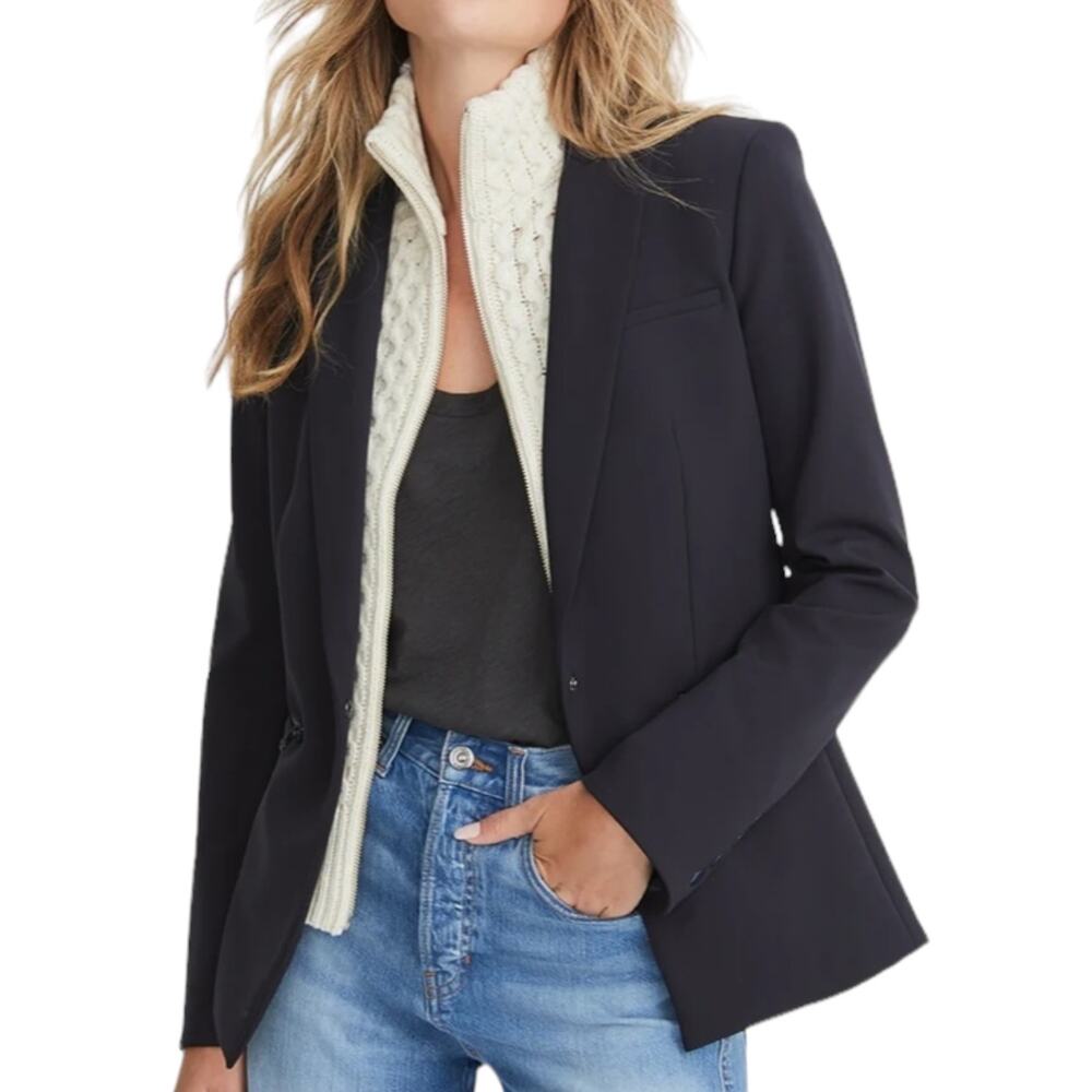 Veronica Beard Navy Blue Scuba Dickey Jacket Blazer Size 2